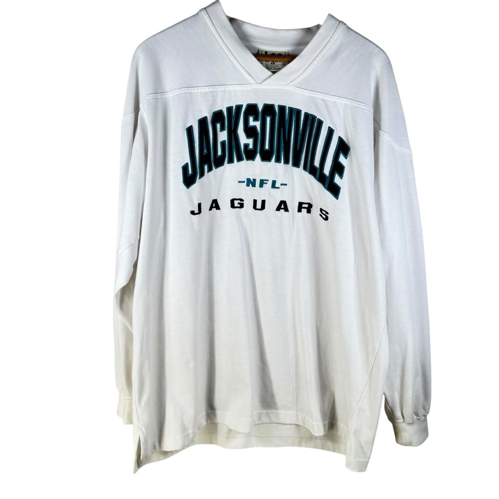 Lee Sport Vintage White Jacksonville Jaguars 90's White V-Neck Sweatshirt Large